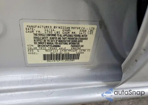 2012 Nissan Versa S z USA, uszkodzony, nr VIN 3N1CN7AP7CL856084